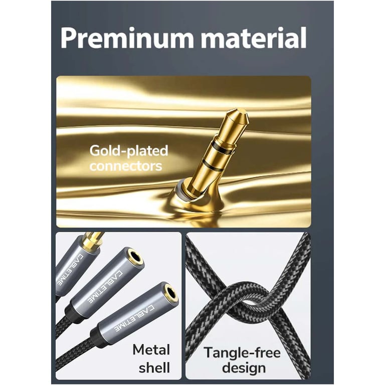 Кабель мультимедійний 3.5mm M to 2x3.5mm F 0.2m Cabletime (CA915248) - фото 4