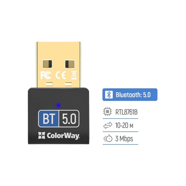 Bluetooth-адаптер ColorWay Bluetooth BT 5.0 (CW-AD-BT50) - фото 7