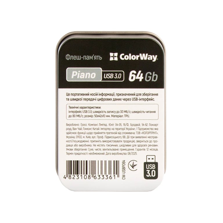 USB флеш накопичувач ColorWay Piano 64 GB 3.0 Black (CW-USBPO64) - фото 10