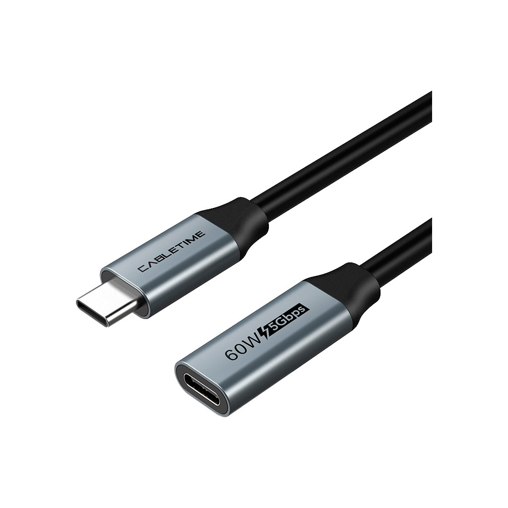 Дата кабель USB-C M/F 0.5m 5Gbps 60W 4K60Hz Cabletime (CA913664) - фото 1