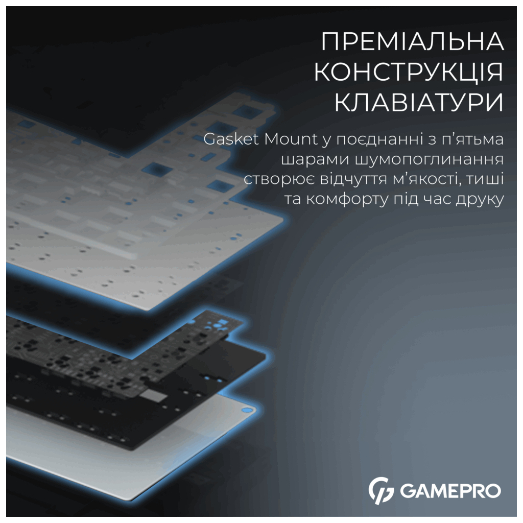 Клавіатура GamePro Asgard Valhalla Pro MK160B-D-Pro Rainy Switch Wireless/Bluetooth/USB UA Black (MK160B-D-Pro) - фото 6 Клавіатура GamePro Asgard Valhalla Pro MK160B-D-Pro Rainy Switch Wireless/Bluetooth/USB UA Black (MK160B-D-Pro) - фото 6