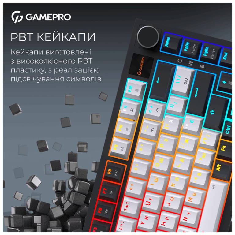 Клавіатура GamePro Asgard Valhalla Pro MK160B-D-Pro Rainy Switch Wireless/Bluetooth/USB UA Black (MK160B-D-Pro) - фото 7