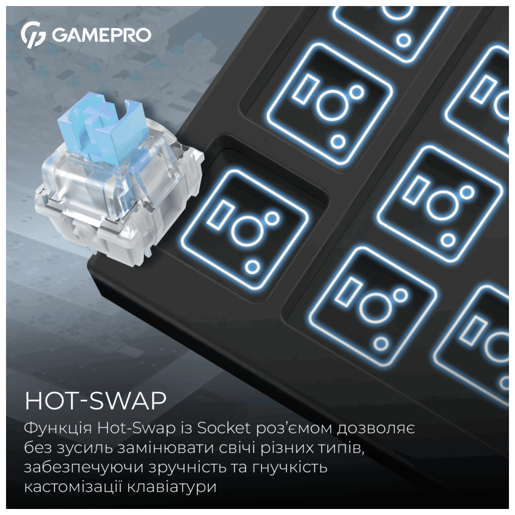 Клавіатура GamePro Asgard Valhalla Pro MK160B-D-Pro Rainy Switch Wireless/Bluetooth/USB UA Black (MK160B-D-Pro) - фото 8 Клавіатура GamePro Asgard Valhalla Pro MK160B-D-Pro Rainy Switch Wireless/Bluetooth/USB UA Black (MK160B-D-Pro) - фото 8