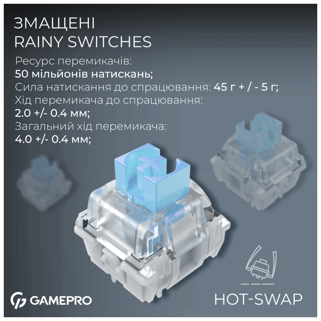 Клавіатура GamePro Asgard Valhalla Pro MK160B-D-Pro Rainy Switch Wireless/Bluetooth/USB UA Black (MK160B-D-Pro) - фото 9 Клавіатура GamePro Asgard Valhalla Pro MK160B-D-Pro Rainy Switch Wireless/Bluetooth/USB UA Black (MK160B-D-Pro) - фото 9