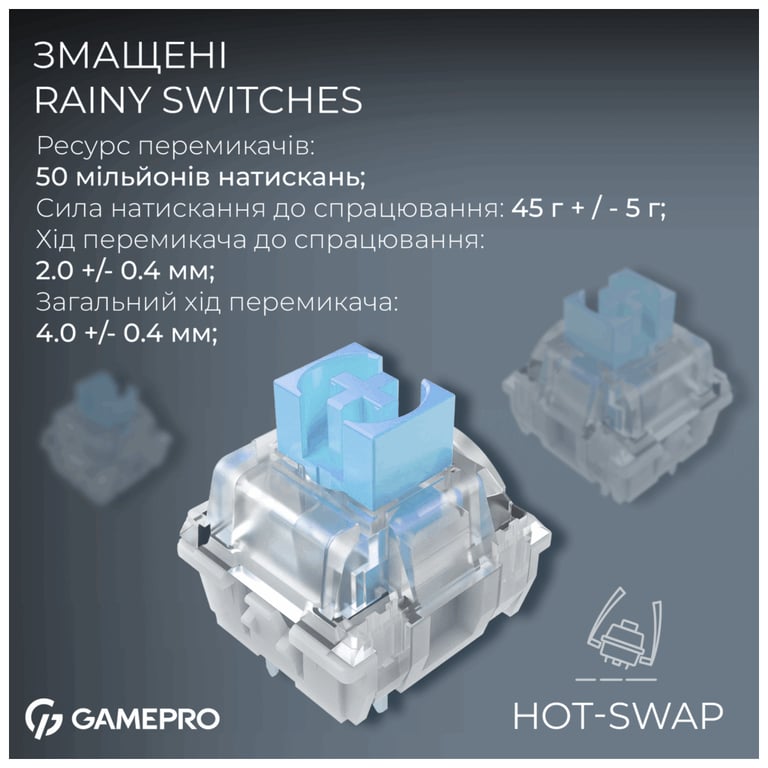 Клавіатура GamePro Asgard Valhalla Pro MK160B-D-Pro Rainy Switch Wireless/Bluetooth/USB UA Black (MK160B-D-Pro) - фото 9
