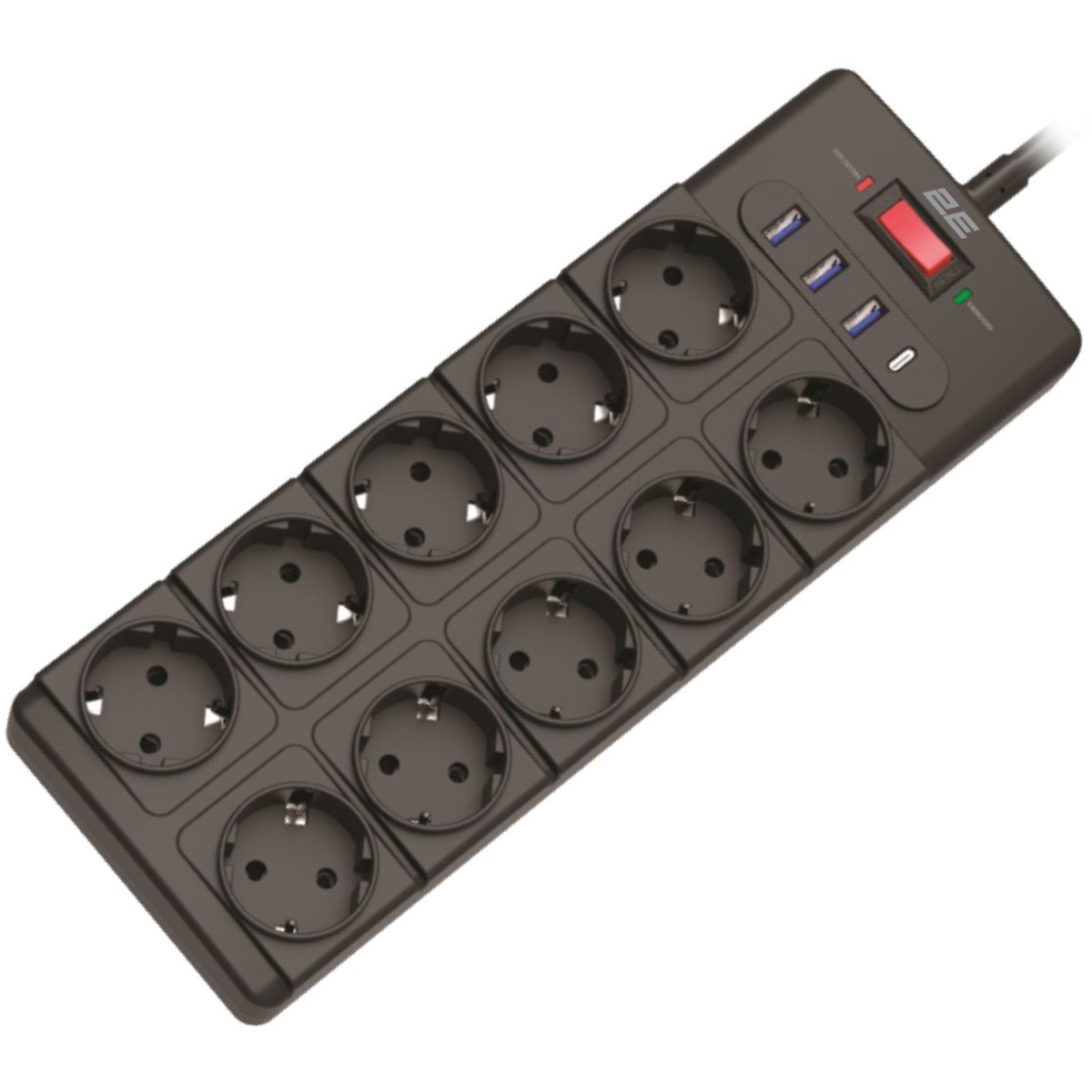 Мережевий фільтр живлення 2E 2E-SP10M3USBBK 3m (2E-SP10M3USBBK) Мережевий фільтр живлення 2E 2E-SP10M3USBBK 3m (2E-SP10M3USBBK)