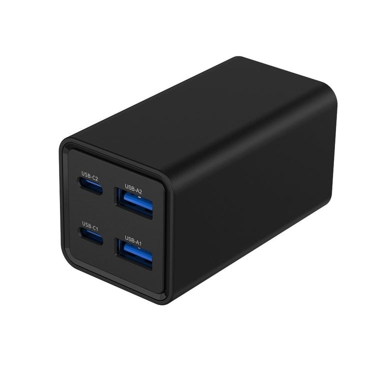 Зарядний пристрій Gembird 2xUSB-C PD65W + 2xUSB QC3.0 30W black (TA-UC-2A2C-PD65-01-BK) - фото 2