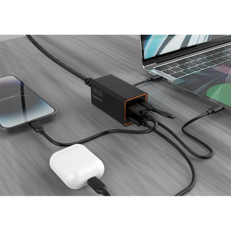 Зарядний пристрій Gembird 2xUSB-C PD65W + 2xUSB QC3.0 30W black (TA-UC-2A2C-PD65-01-BK) - фото 5