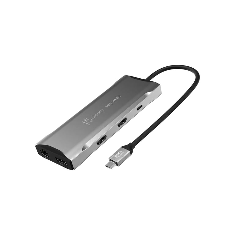 Концентратор J5create USB-C 9-in-1 2xUSB 3.2 + 2xUSB-C PD + 2xHDMI 4K + DisplayPort + SD/TF + RJ45 1000Mbps gray (JCD397-N) - фото 2