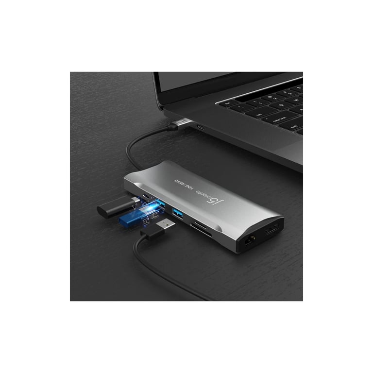 Концентратор J5create USB-C 9-in-1 2xUSB 3.2 + 2xUSB-C PD + 2xHDMI 4K + DisplayPort + SD/TF + RJ45 1000Mbps gray (JCD397-N) - фото 8