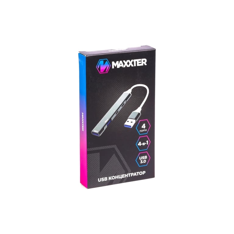 Концентратор Maxxter USB 3.0 to 1xUSB 3.0 + 1xUSB 2.0 + 2xUSB-C (HU3A-4P-03) - фото 4