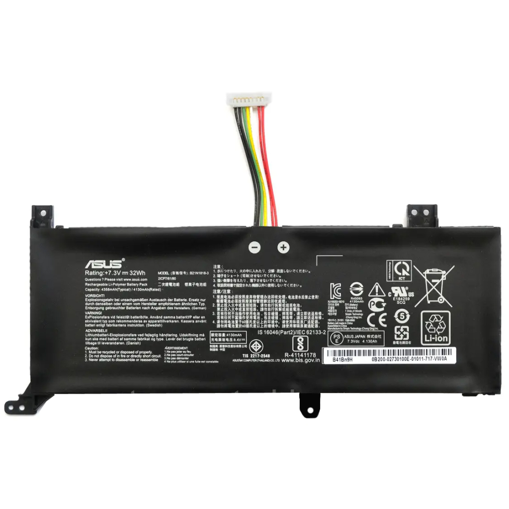 Акумулятор до ноутбука ASUS VivoBook X412 B21N1818-3, 4358 mAh (32Wh), 2cell, 7.3V (A71149) - фото 1