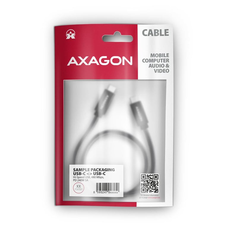 Дата кабель USB-C to USB-C 3.0m USB 2.0 PD 240W 5A black AXAGON (BUCM2-CM30AB) - фото 2