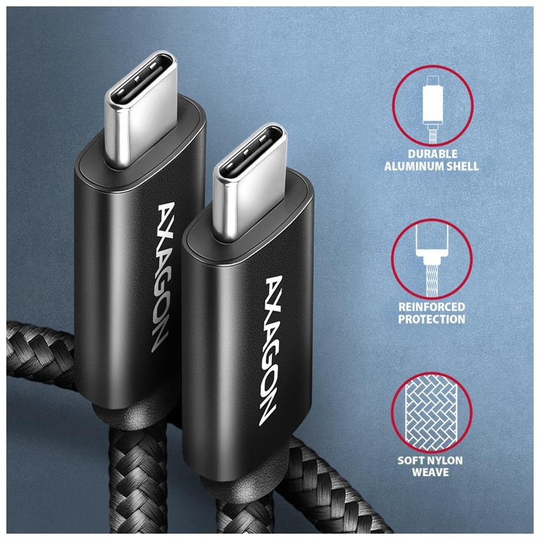 Дата кабель USB-C to USB-C 3.0m USB 2.0 PD 240W 5A black AXAGON (BUCM2-CM30AB) - фото 4