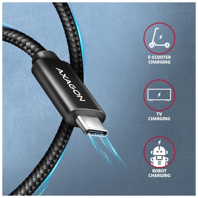 Дата кабель USB-C to USB-C 3.0m USB 2.0 PD 240W 5A black AXAGON (BUCM2-CM30AB) - фото 5
