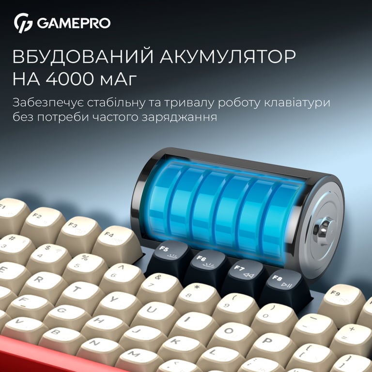 Клавіатура GamePro Asgard Ragnar Wireless/Bluetooth/USB UA Blue (MK285BL) - фото 10