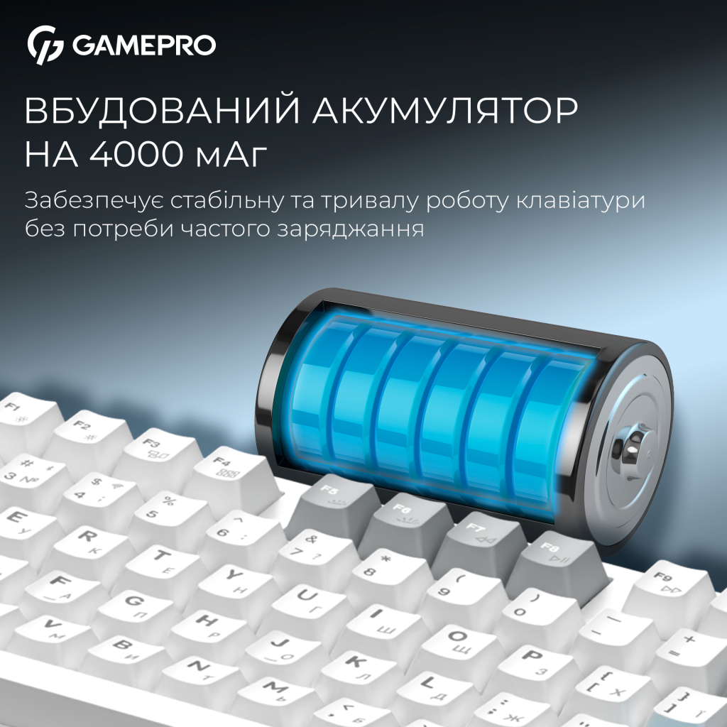 Клавіатура GamePro Asgard Ragnar Wireless/Bluetooth/USB UA White (MK285WH) - фото 10 Клавіатура GamePro Asgard Ragnar Wireless/Bluetooth/USB UA White (MK285WH) - фото 10