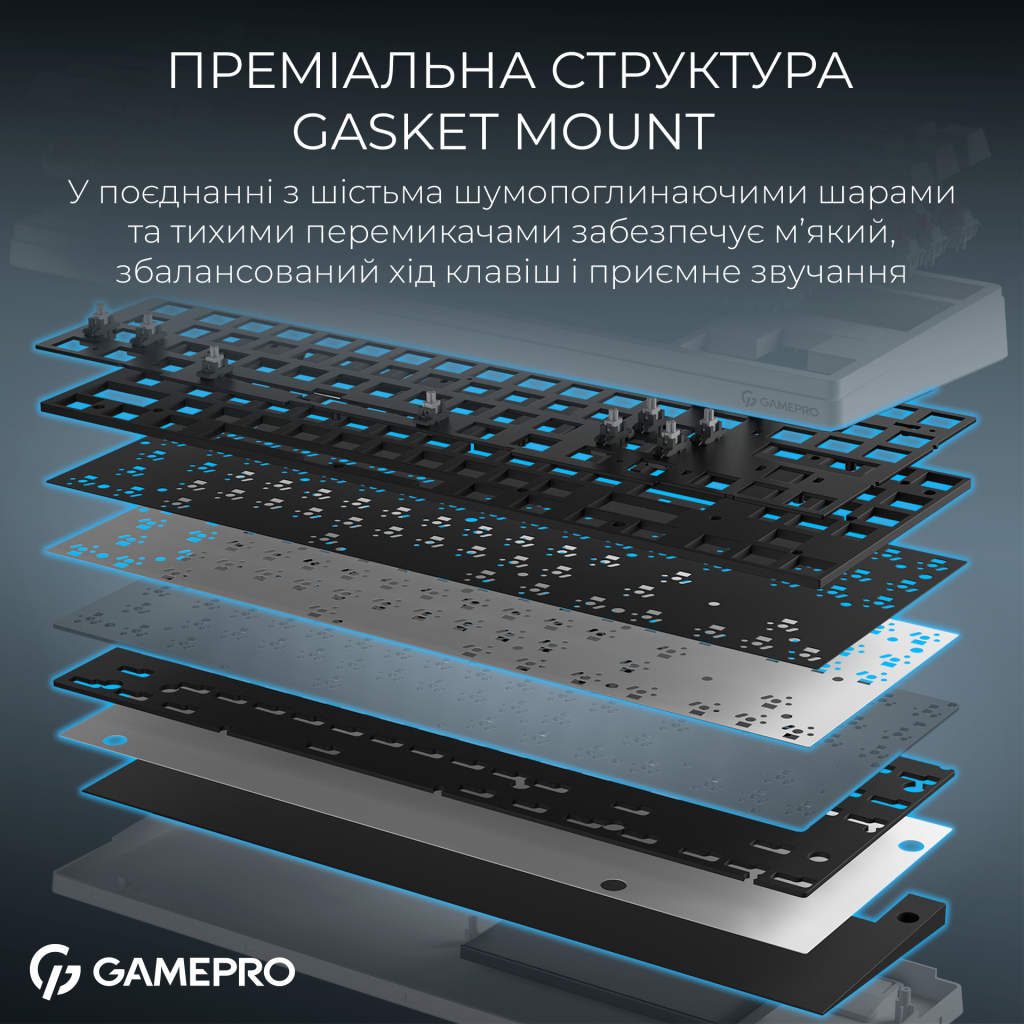 Клавіатура GamePro Asgard Ragnar Wireless/Bluetooth/USB UA White (MK285WH) - фото 9 Клавіатура GamePro Asgard Ragnar Wireless/Bluetooth/USB UA White (MK285WH) - фото 9