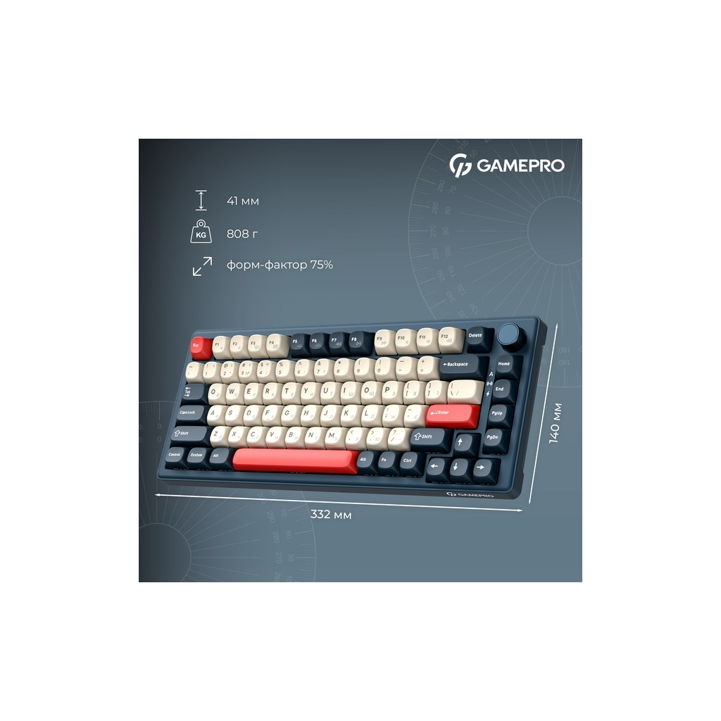 Клавіатура GamePro Asgard Yord Wireless/Bluetooth/USB UA Blue (MK266BL) - фото 4 Клавіатура GamePro Asgard Yord Wireless/Bluetooth/USB UA Blue (MK266BL) - фото 4