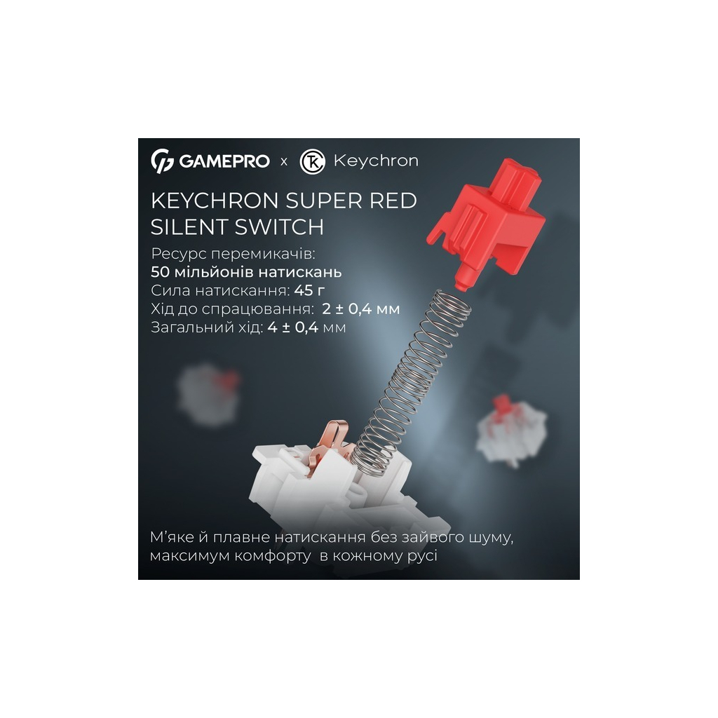 Клавіатура GamePro Asgard Yord Wireless/Bluetooth/USB UA Blue (MK266BL) - фото 9 Клавіатура GamePro Asgard Yord Wireless/Bluetooth/USB UA Blue (MK266BL) - фото 9