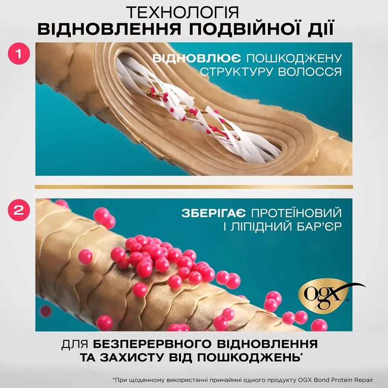 Шампунь OGX Bond Protein Repair Відновлювальний з протеїнами 385 мл (3574661818450) - фото 5
