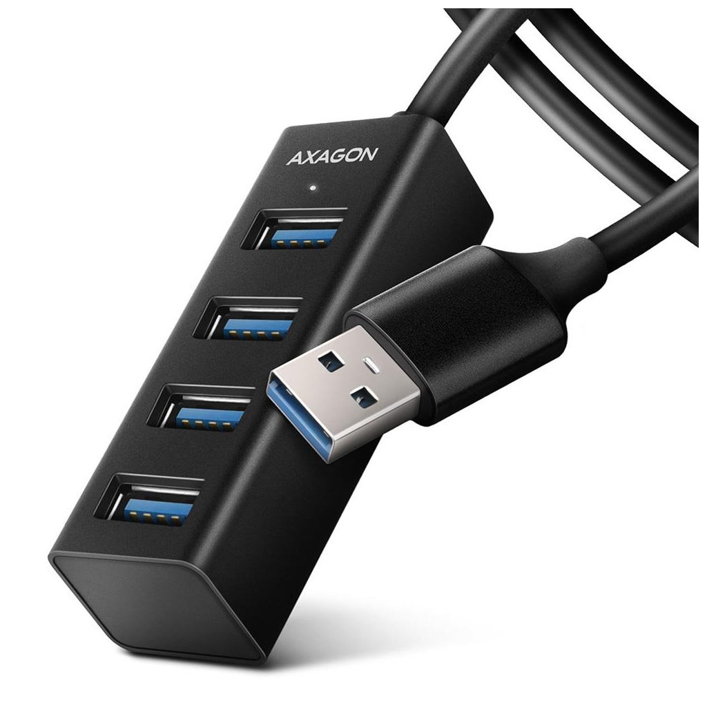Концентратор AXAGON USB 3.1 to 4xUSB 3.0 1.2m black (HUE-M1AL) - фото 1