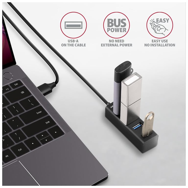 Концентратор AXAGON USB 3.1 to 4xUSB 3.0 1.2m black (HUE-M1AL) - фото 3