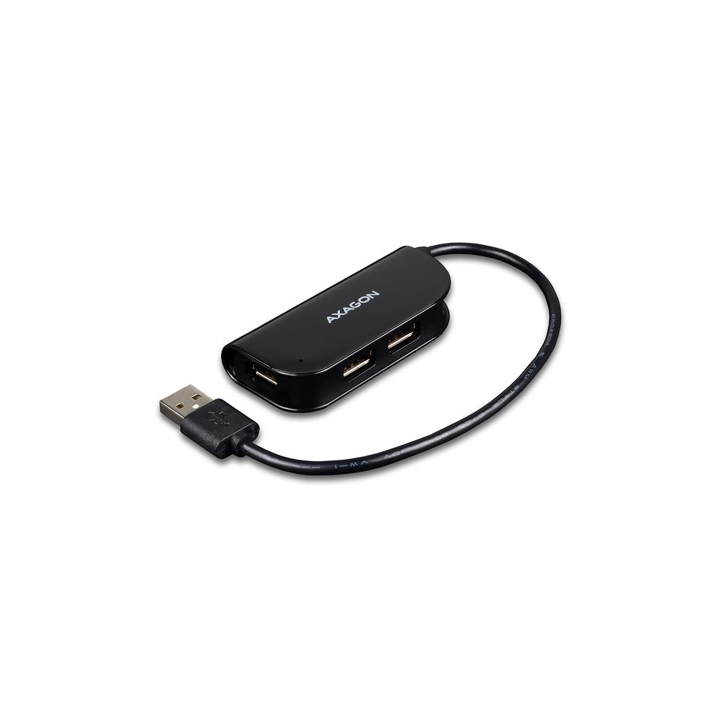 Концентратор AXAGON USB 2.0 to 4xUSB 2.0 0.2m black (HUE-X4B) - фото 1