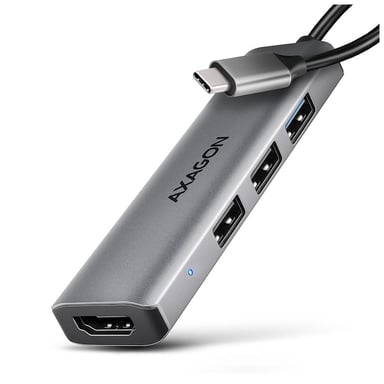 Концентратор AXAGON USB-C to 3xUSB-A + HDMI 0.15m gray (HMC-H3A) - фото 1