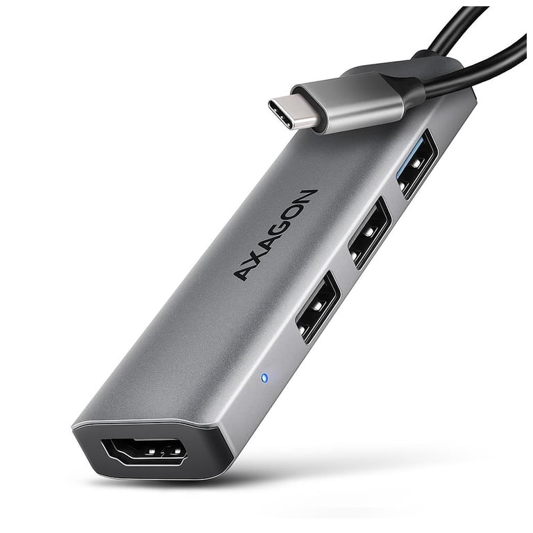 Концентратор AXAGON USB-C to 3xUSB-A + HDMI 0.15m gray (HMC-H3A) - фото 1
