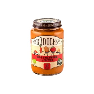 Дитяче пюре Rudolfs Органічне лосось з макаронами та овочами 190 г (4751017941782) - фото 1