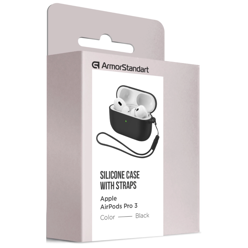 Чохол для навушників Armorstandart Silicone Case для Apple Airpods Pro 3 Black (ARM88291) - фото 2 Чохол для навушників Armorstandart Silicone Case для Apple Airpods Pro 3 Black (ARM88291) - фото 2