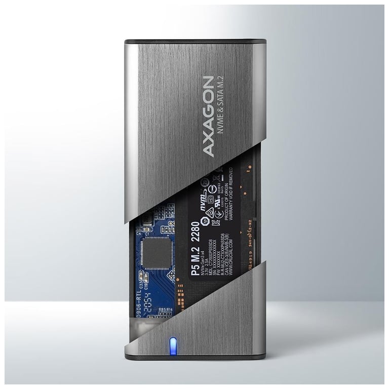 Кишеня зовнішня AXAGON USB-C 3.2 Gen 2 metal box for M.2 NVMe & SATA SSD SuperSpeed (EEM2-SG2) - фото 2