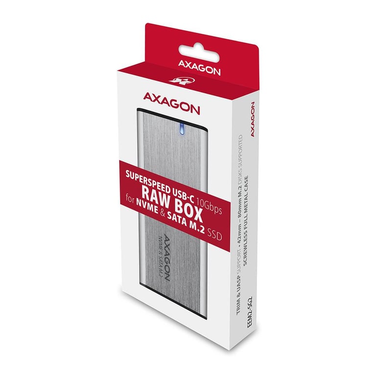 Кишеня зовнішня AXAGON USB-C 3.2 Gen 2 metal box for M.2 NVMe & SATA SSD SuperSpeed (EEM2-SG2) - фото 3