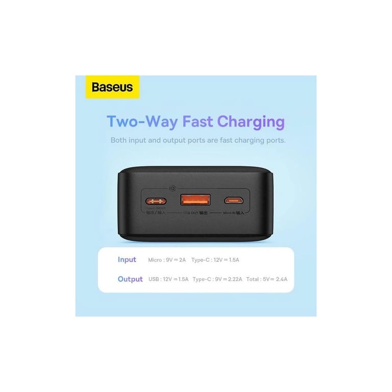 Батарея універсальна Baseus Airpow 30000mAh 20W PD/3.0, QC/3.0, black (PPQD090101) - фото 3