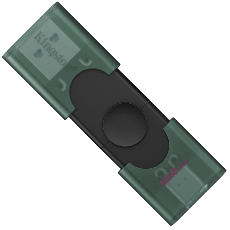 USB флеш накопичувач Kingston 128GB DataTraveler Duo USB 3.2 / Type-C Black/Green (DTDEG2/128GB) - фото 1