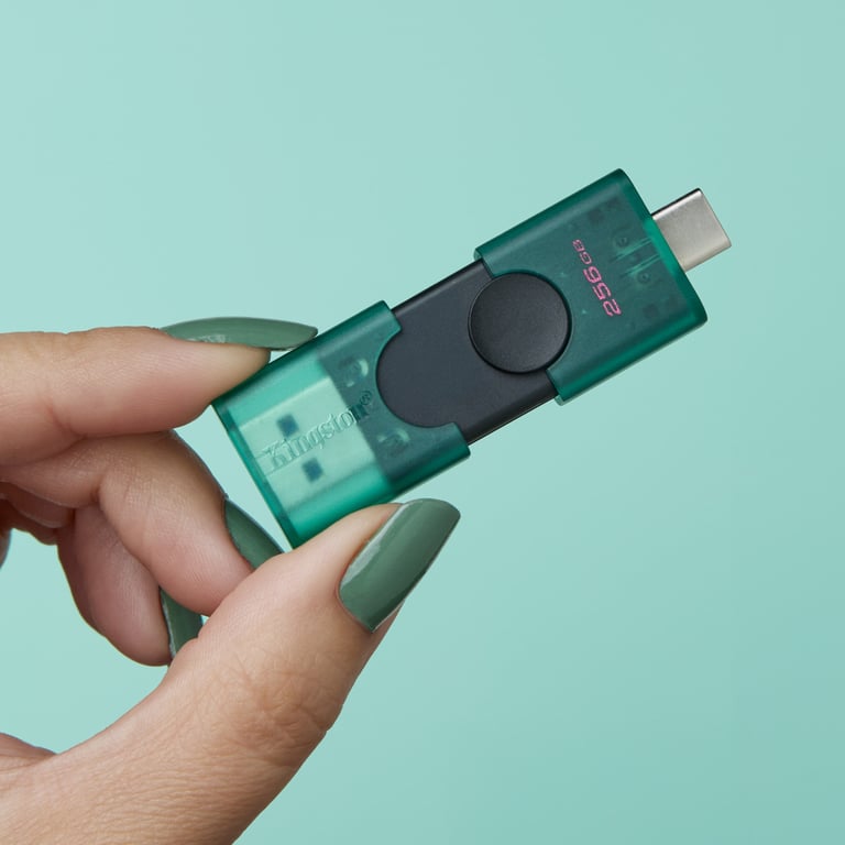 USB флеш накопичувач Kingston 128GB DataTraveler Duo USB 3.2 / Type-C Black/Green (DTDEG2/128GB) - фото 9