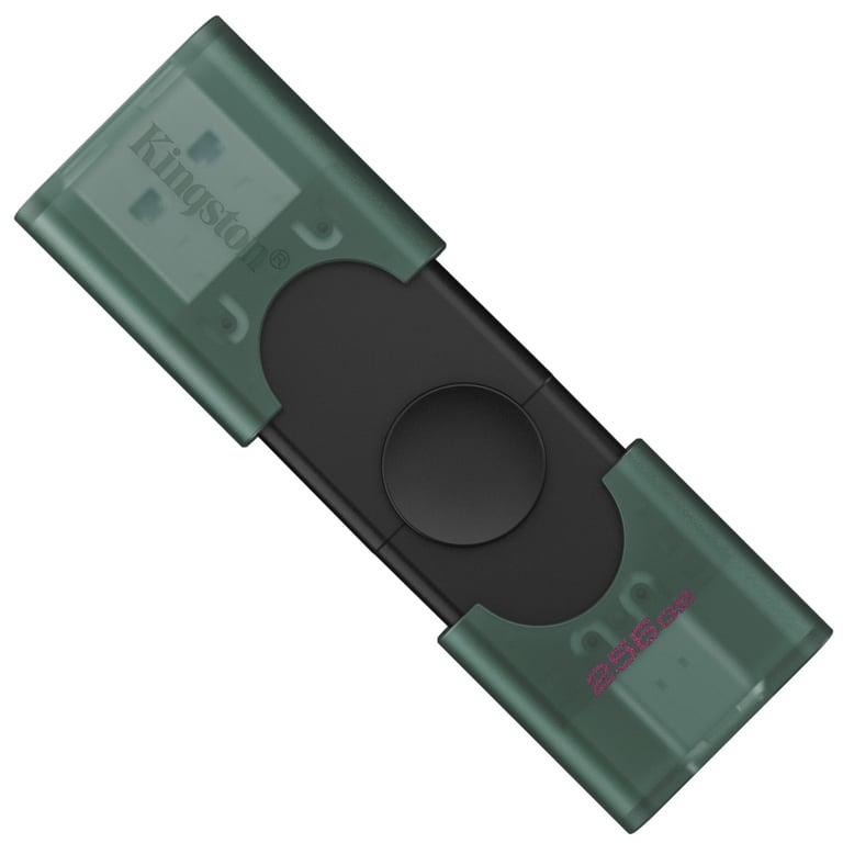 USB флеш накопичувач Kingston 256GB DataTraveler Duo USB 3.2 / Type-C Black/Green (DTDEG2/256GB) - фото 1