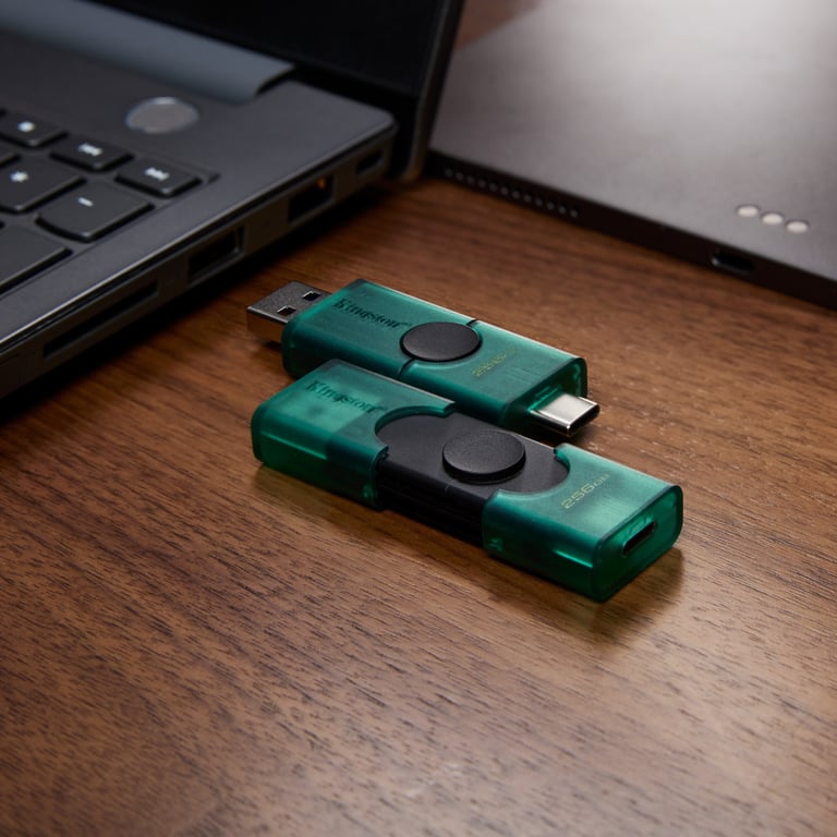USB флеш накопичувач Kingston 256GB DataTraveler Duo USB 3.2 / Type-C Black/Green (DTDEG2/256GB) - фото 11