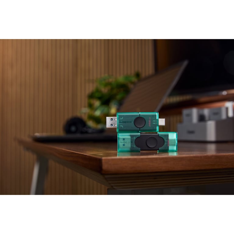 USB флеш накопичувач Kingston 256GB DataTraveler Duo USB 3.2 / Type-C Black/Green (DTDEG2/256GB) - фото 12