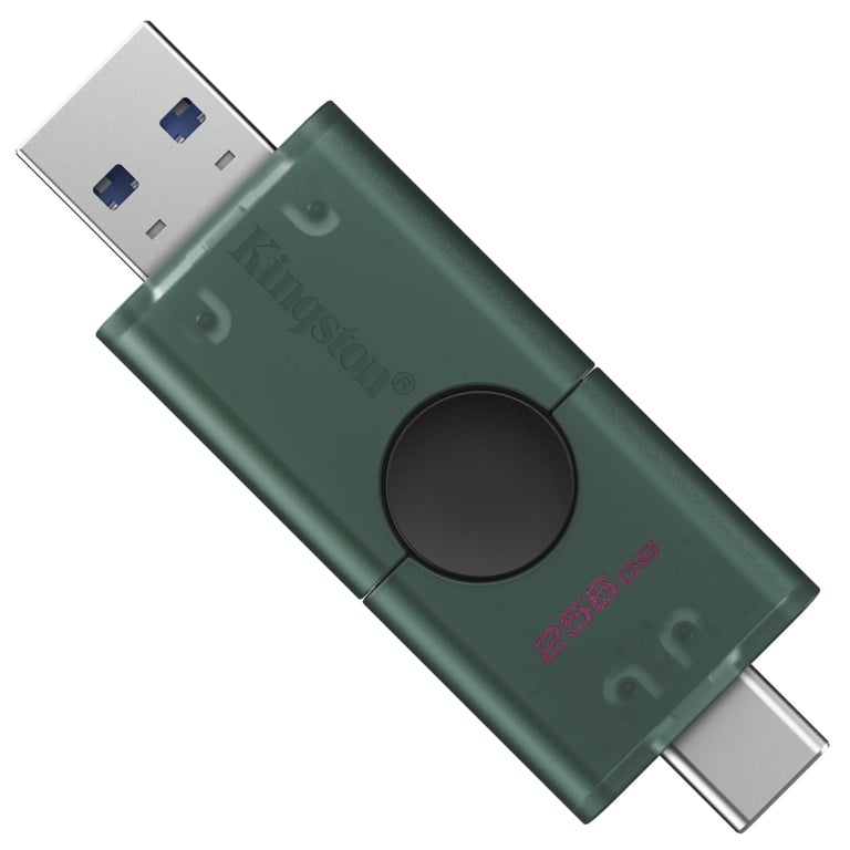 USB флеш накопичувач Kingston 256GB DataTraveler Duo USB 3.2 / Type-C Black/Green (DTDEG2/256GB) - фото 2