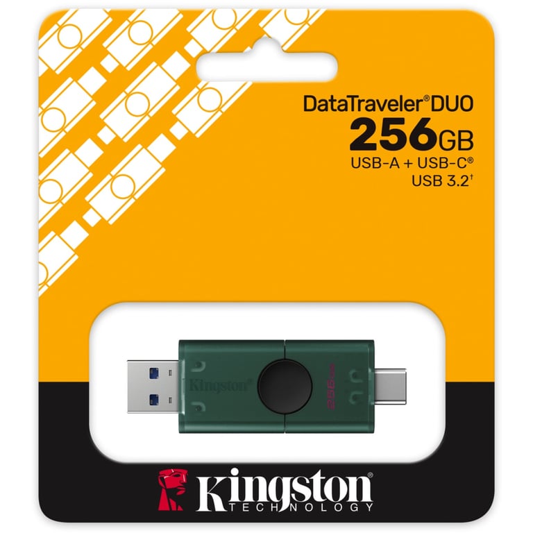 USB флеш накопичувач Kingston 256GB DataTraveler Duo USB 3.2 / Type-C Black/Green (DTDEG2/256GB) - фото 7