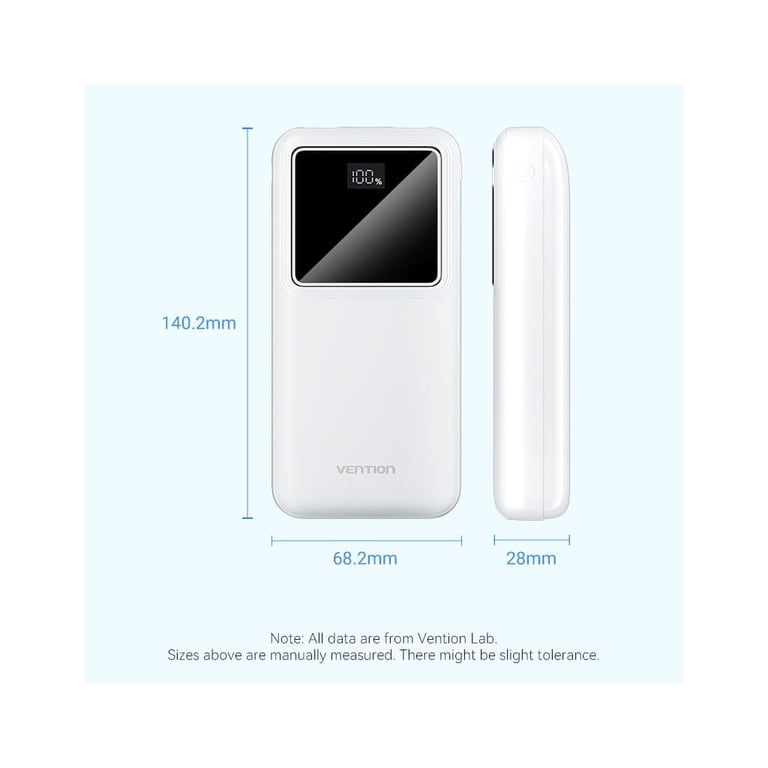 Батарея універсальна Vention 20000 mAh 22.5W Black LED Display Type (FHLB0) - фото 2