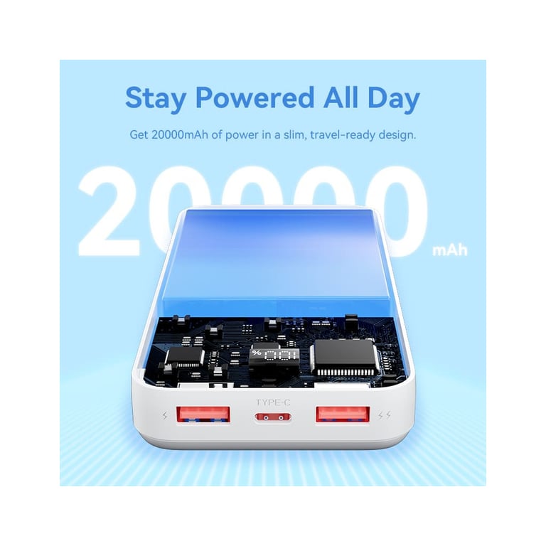 Батарея універсальна Vention 20000 mAh 22.5W Black LED Display Type (FHLB0) - фото 3
