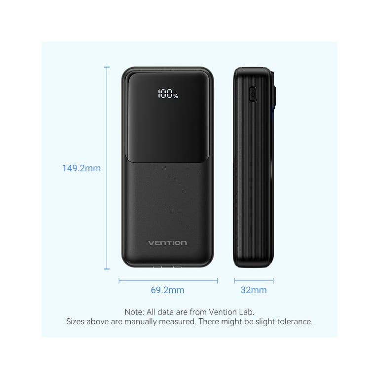 Батарея універсальна Vention 20000 mAh 22.5W with Built-in USB-C and Lightning Cables (FHPB0) - фото 2