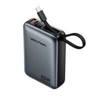 Батарея універсальна Vention 20000 mAh 45W Mini with Built-in USB-C Cable Gray (FHGH0) - фото 1