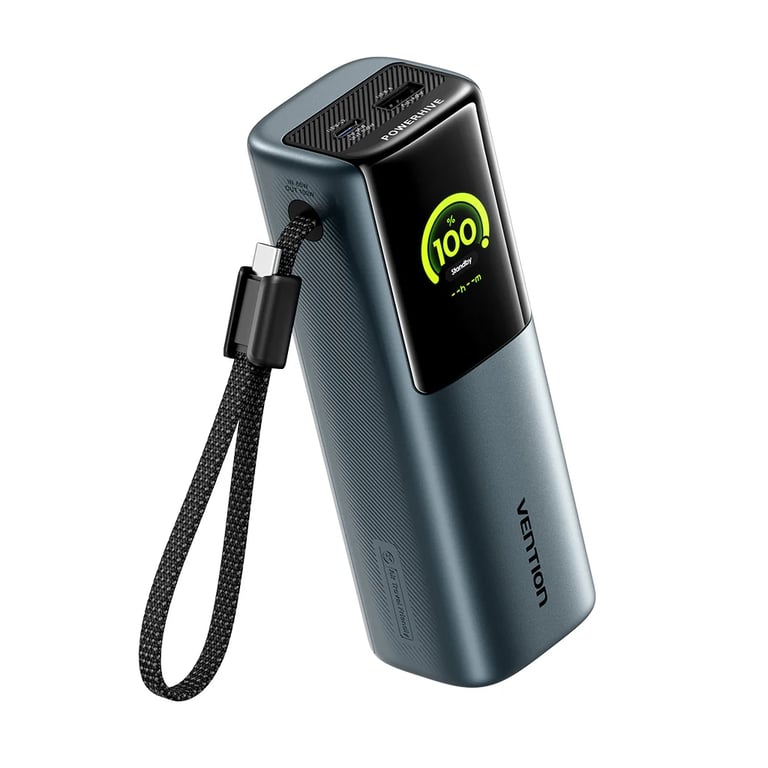 Батарея універсальна Vention 20000 mAh 165W Gray TFT Display Type (FKFH0) - фото 2