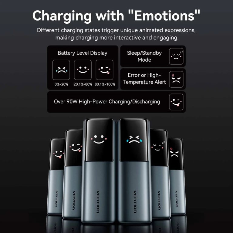 Батарея універсальна Vention 20000 mAh 165W Gray TFT Display Type (FKFH0) - фото 5