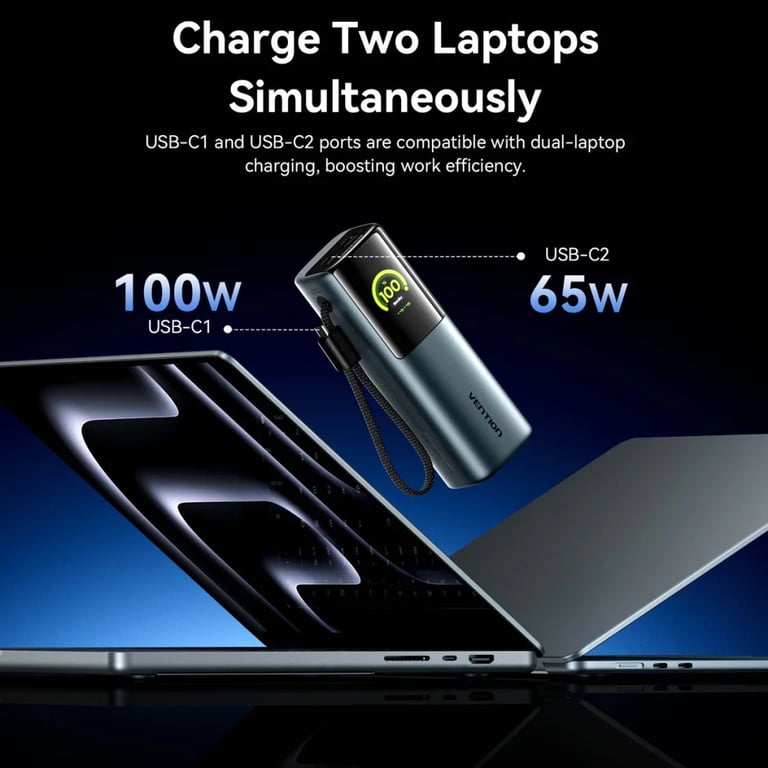 Батарея універсальна Vention 20000 mAh 165W Gray TFT Display Type (FKFH0) - фото 8