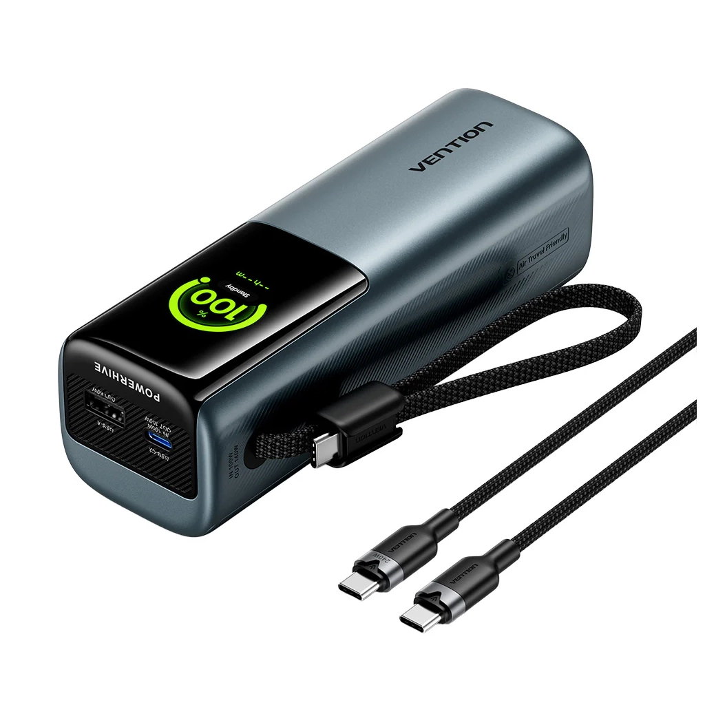 Батарея універсальна Vention 27000 mAh 200W Gray TFT Display Type (FKGH0) - фото 1